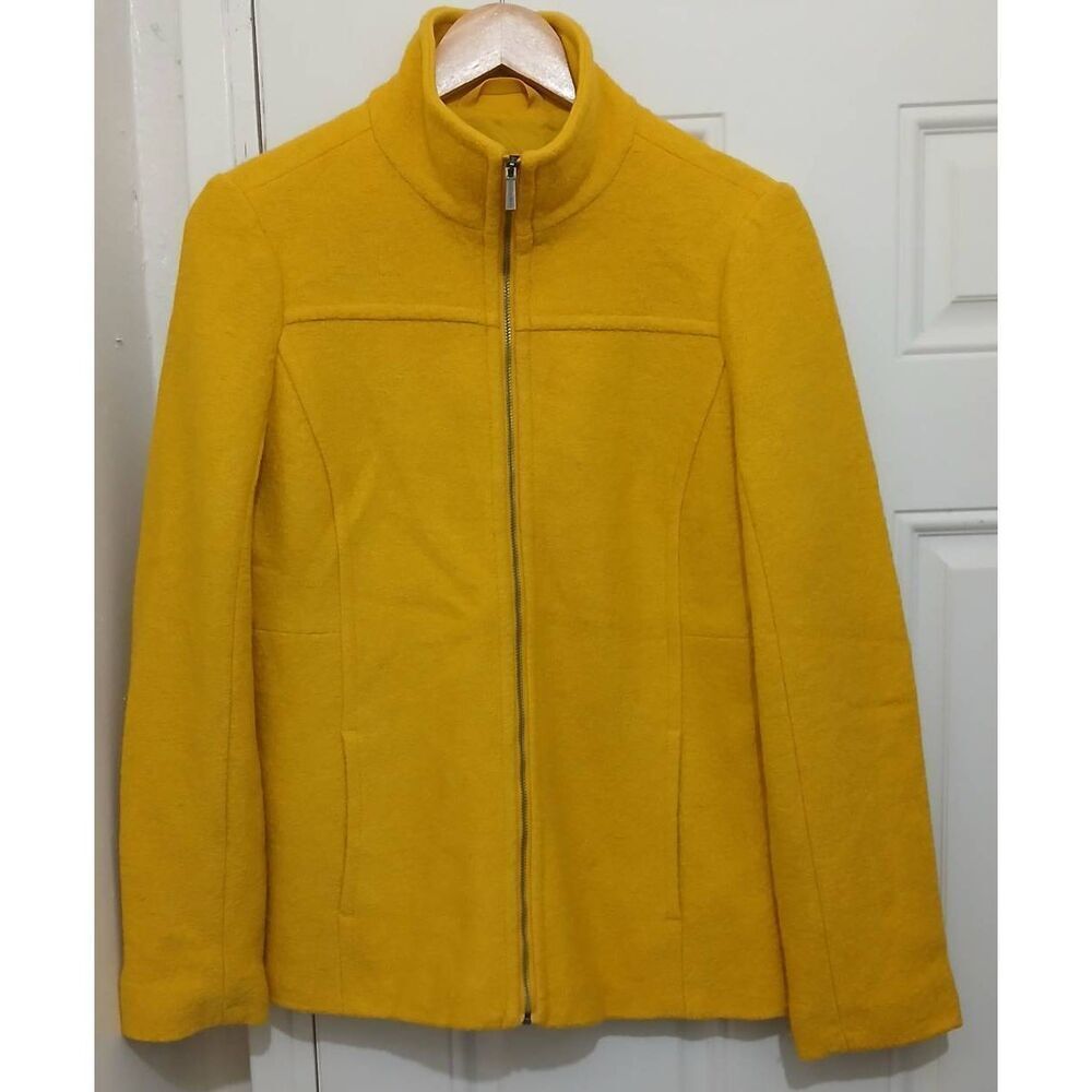 Talbots womens size 4 small boiled wool yellow outerwear jacket coat - Picture 2 of 8